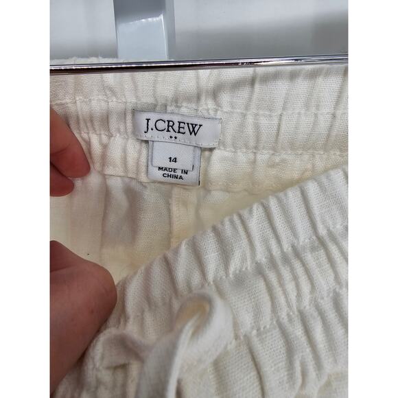 J Crew Womens Sz 14 Linen Blend Jogger Pants White Pull On - Picture 3 of 6